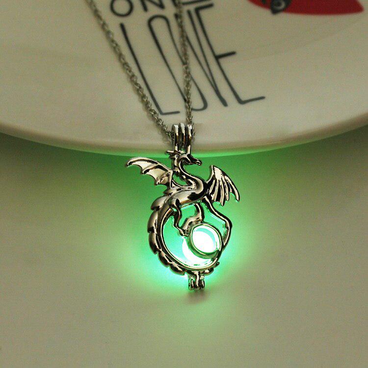 Mode Drachen Glühenden Stein Halskette Frauen Mann Glow In The Dark Anhänger Halskette Leuchtenden Schmuck grün/gelb