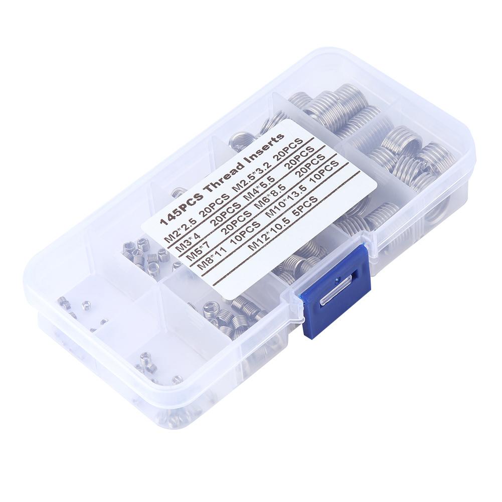 145Stückset Edelstahldraht Schraubhülse Gewindereparatur Einsatz-Kit Werkzeugset