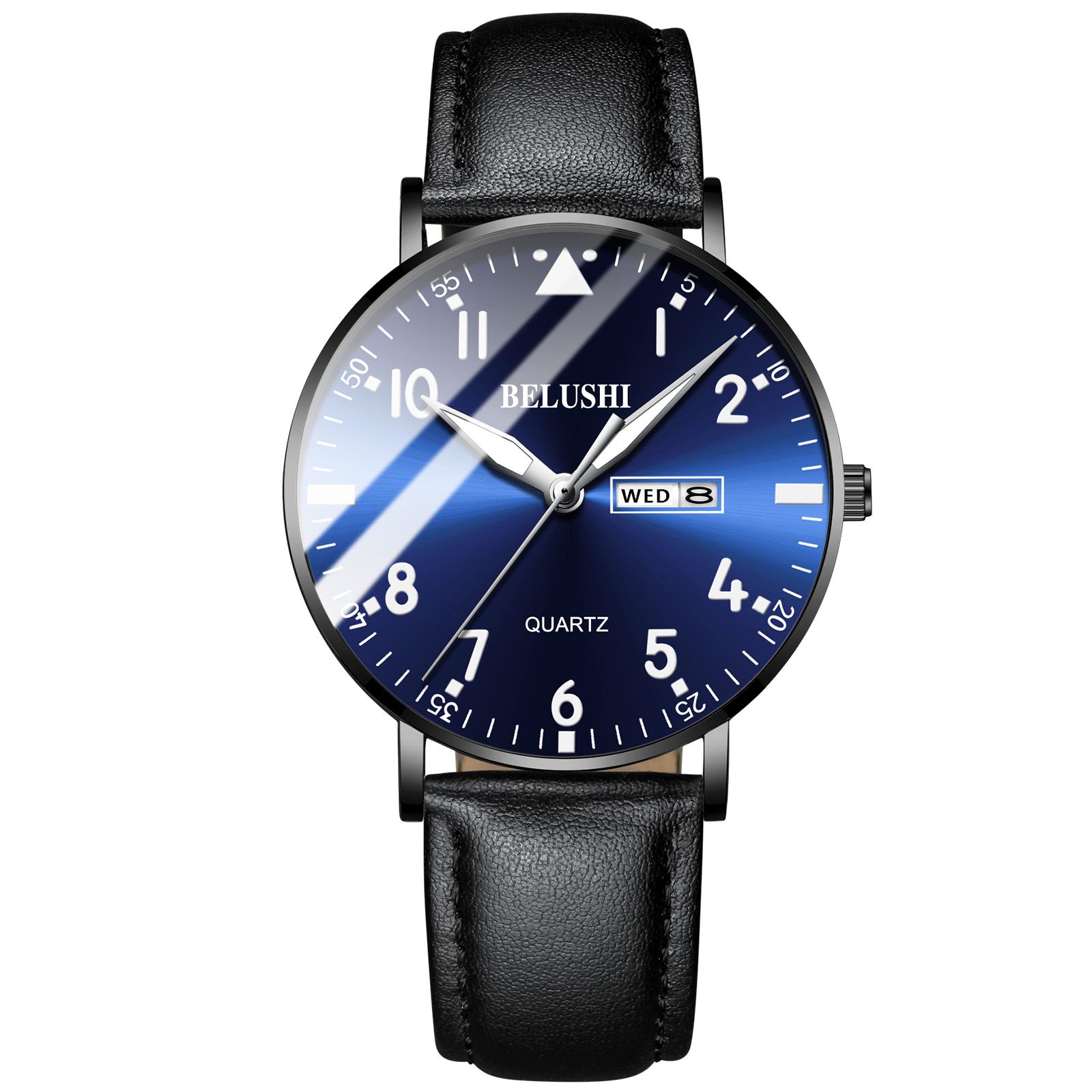 Neue Mode Ultra-dünne Herren Luxus Marke Casual Edelstahl Mesh-Armband Business Männer Armbanduhr blau