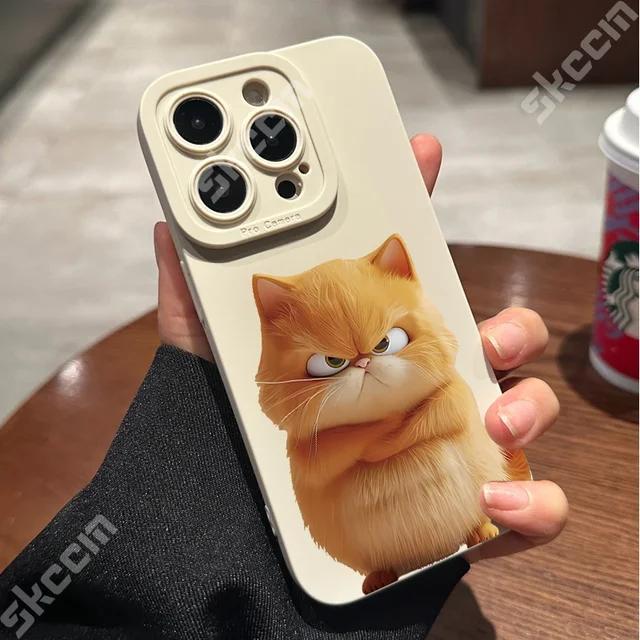 Süße Cartoon-Katze-Telefonhülle für iPhone 16 15 14 11 12 13 Pro Max XS XR X 8 7 Plus Mini Stoßfeste weiche Silikon-Stoßstangenabdeckung 7Plus or 8Plus kühle weiße