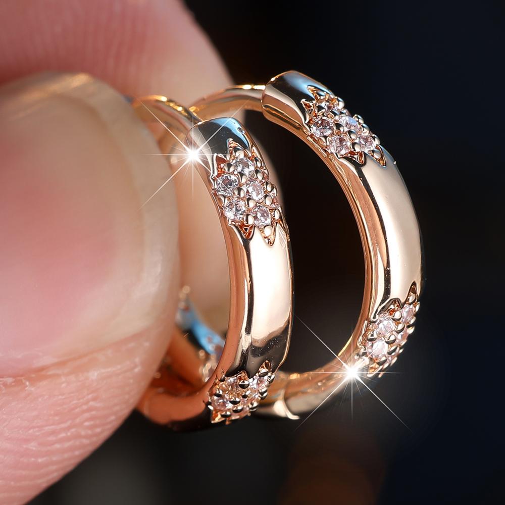 Vintage Einfache Zirkon Hoop Ohrringe Für Frauen Gold Farbe Runde Ohrringe Trend Hochzeit Schmuck gold