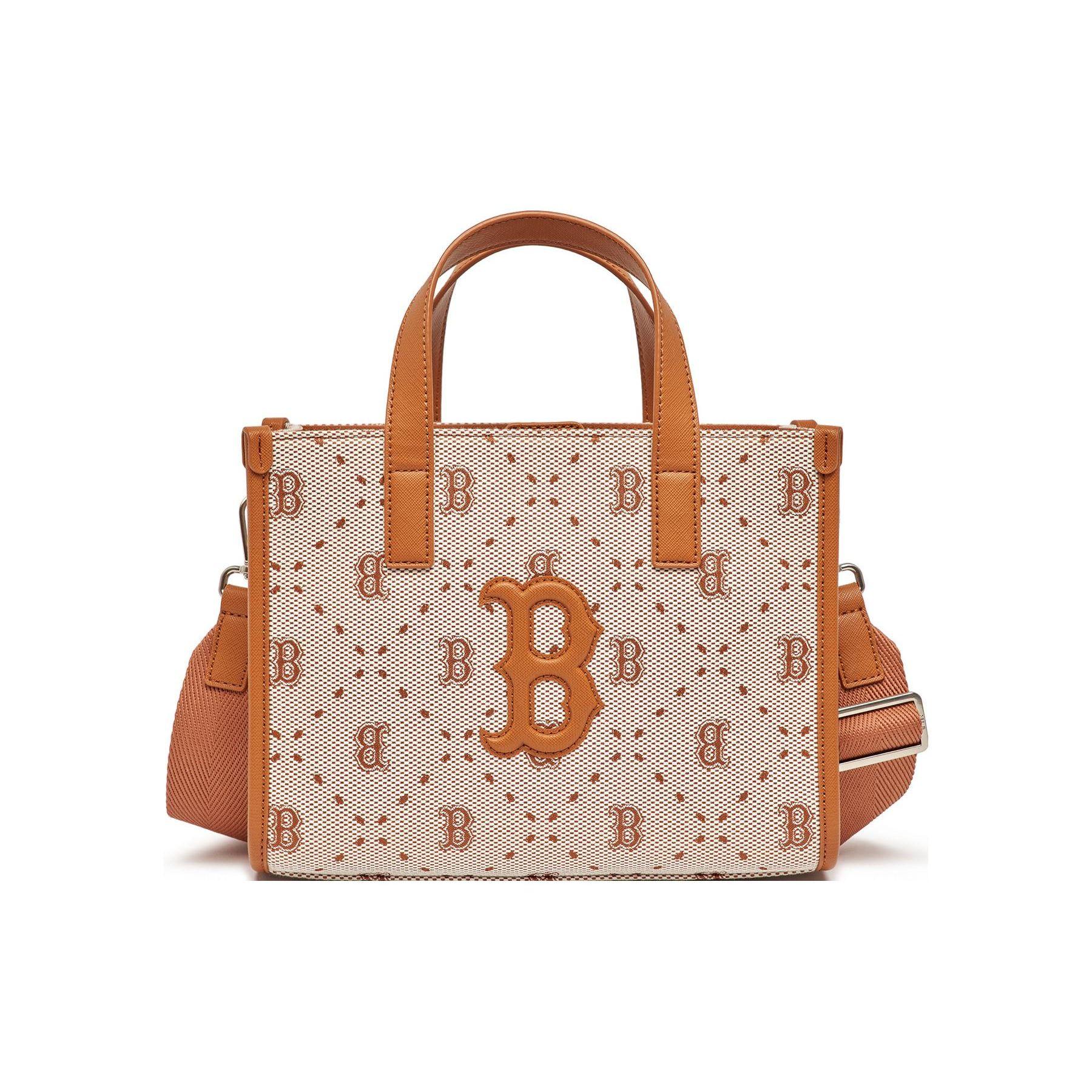 MLB Boston Red Sox Vintage Floral Letter Print Großes Logo Verstellbarer Schultergurt Tragetasche Damen Tragetasche Braun 3AORS013N-43BRS Brown