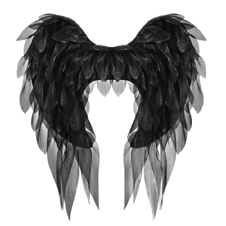 Hochwertiger Organza-Stoff Engel Teufel Flügel Mit Bequemen Verstellbaren Trägern Für Erwachsene Cosplay Event schwarz