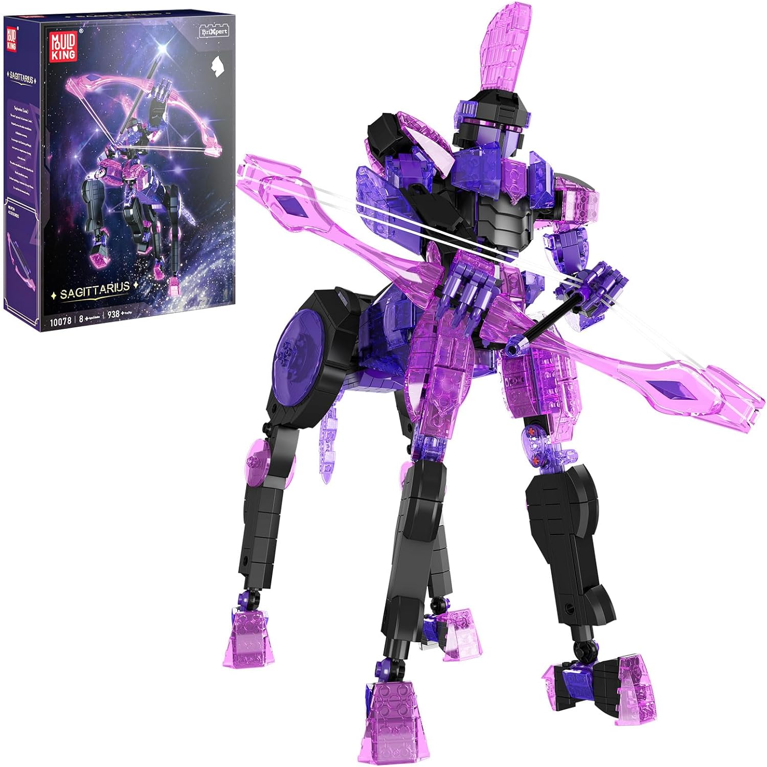 Mould King Technic Constellatory Centaur STEM Babttle Roboter Bausätze Spielzeug Kreative Ideen Crystal Posable Battle Elemental Universe Mech Mini Roboter violett