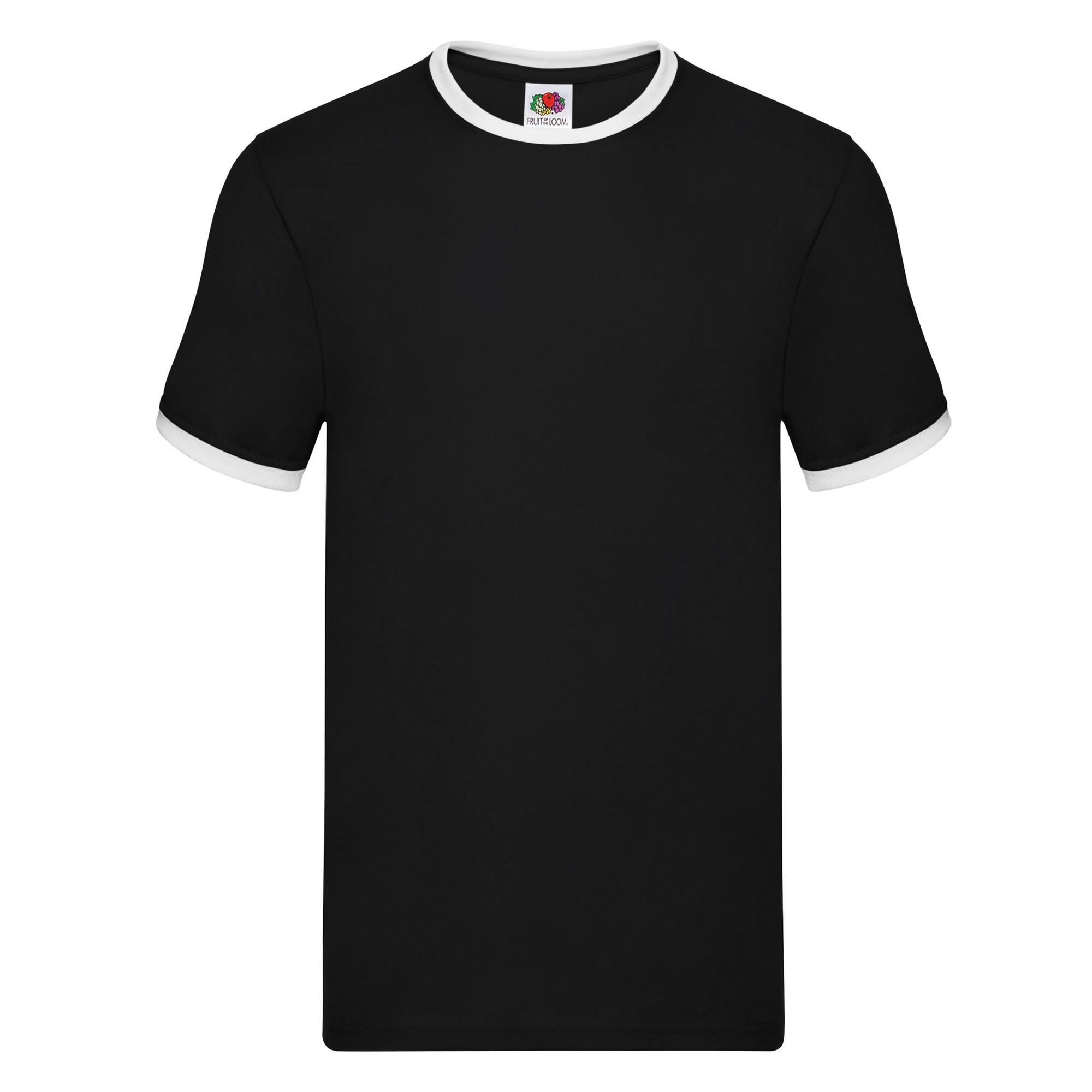 Fruit of the Loom Herren Ringer 160 T-Shirt L schwarz/weiß