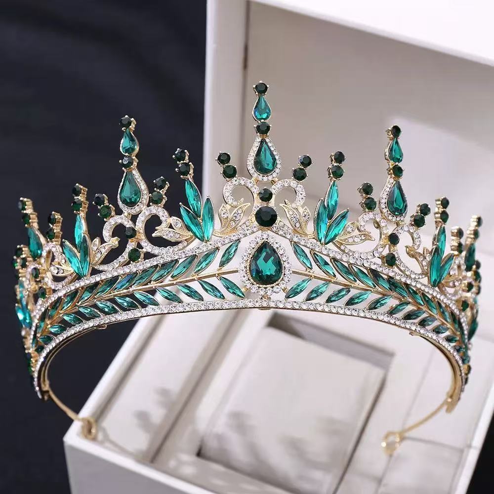 Die Kristallkrone der Braut Grand Haupt Brautkleid Kopfschmuck Hochzeitskleid Weibliche Krone Geburtstag Prinzessin Haarschmuck gray