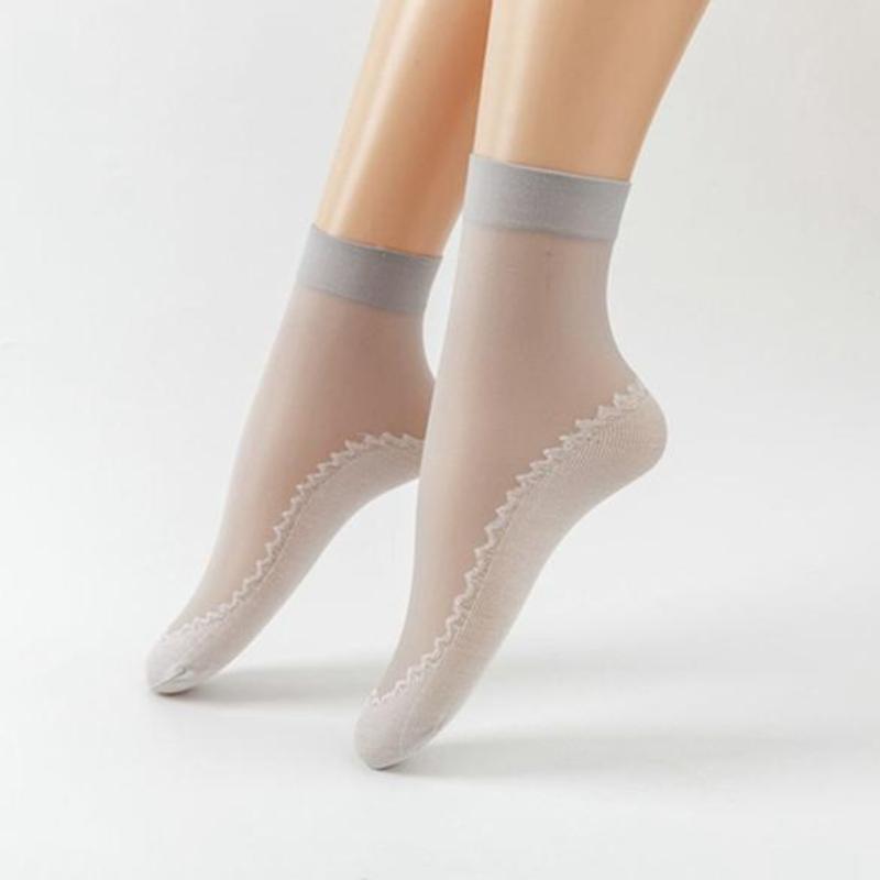 Damen Socken Baumwollsohle Strümpfe Frühling und Sommer Mid-Tube Kurze Socken Feuchtigkeitstransport Schweiß Nicht-rutsch Socken One Size(1 pair) grau