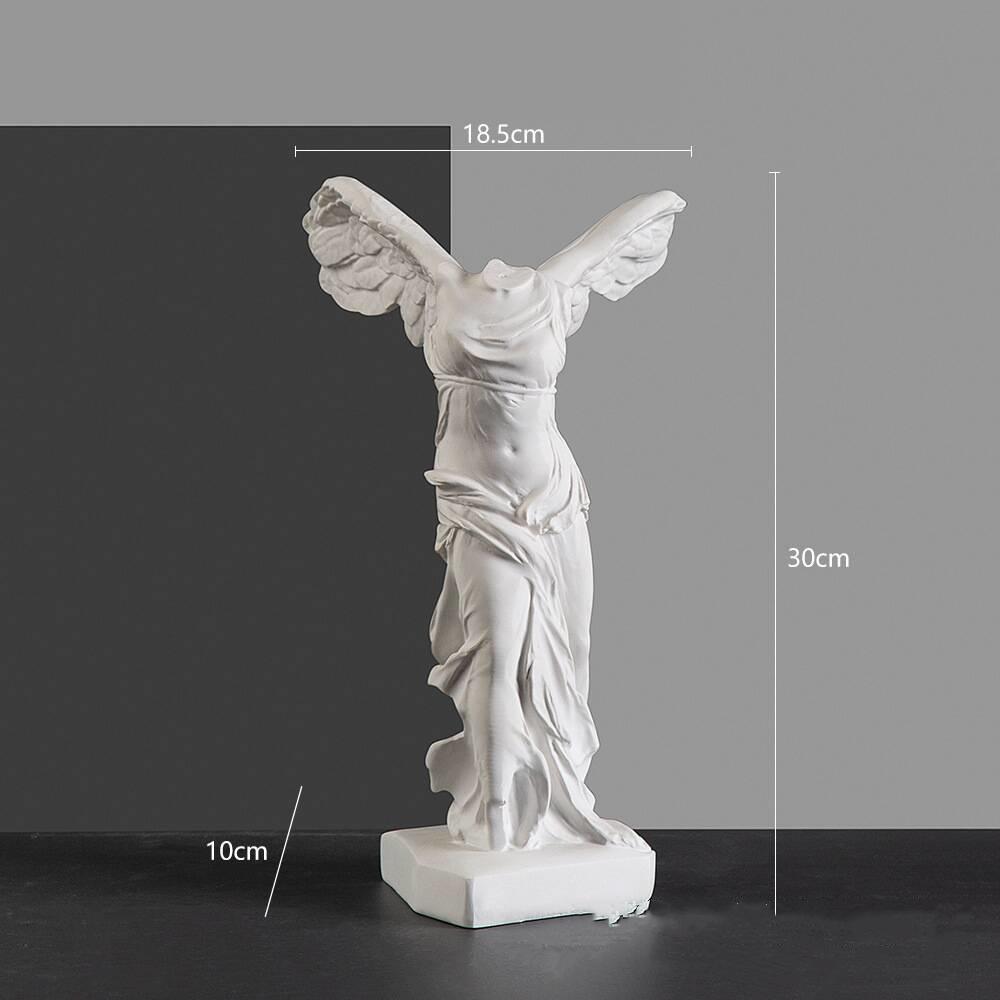 Griechische Siegesgöttin-Statue, Engelsflügel, Kunststatue, Dekoration, Heim, Schrank, Büro, Dekoration, Kunstharz-Skulptur, Dekoration white