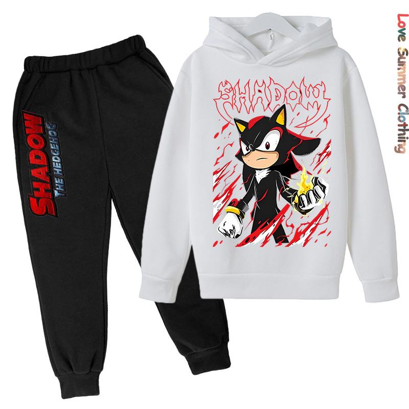 Igel Jungen Hoodie Trainingsanzug Charakter Hoodie HD Druck Schatten Herbst Sonic Kinder Mädchen Hoodie Set Alter 4-14 Dünnes Fleece Hoodie Set Trainingsanzug Polyester 120