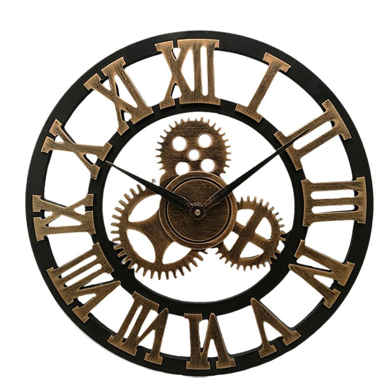 Industrial Gear Wanduhr, dekorative Retro-MDL-Wanduhr, Industriezeit-Stil, Raumdekoration, Wandkunst-Dekor 40 cm gold