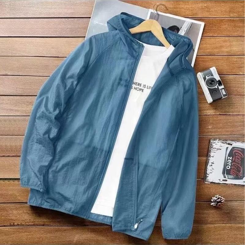 Schnelltrocknender atmungsaktiver Sonnenschutzmantel Damen Herren Leichte Jacken zum Laufen Camping Wandern Reisen UV-Schutz Dünne Jacken XL blau