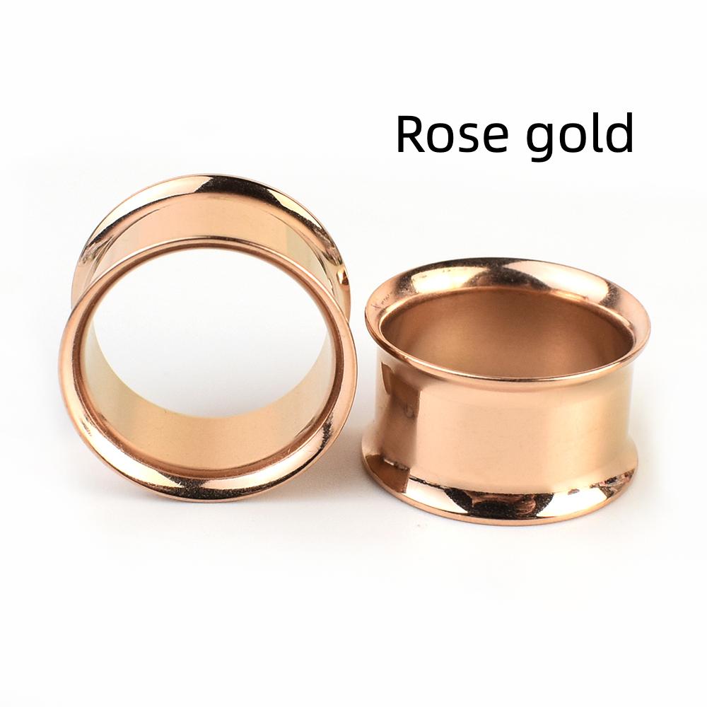 3–50 mm, 2 Stück, Ohrstöpsel, Tunnel, Messgeräte, Edelstahl, Ohrdehner, Körperpiercing-Schmuck für Damen und Herren 50mm rose gold