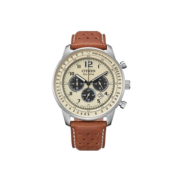 CITIZEN FF Light Powered Quarzwerk Echter Lederarmbanduhr Herrenuhren Kaffee Zifferblatt CA4500-16X Coffee Watch Dial