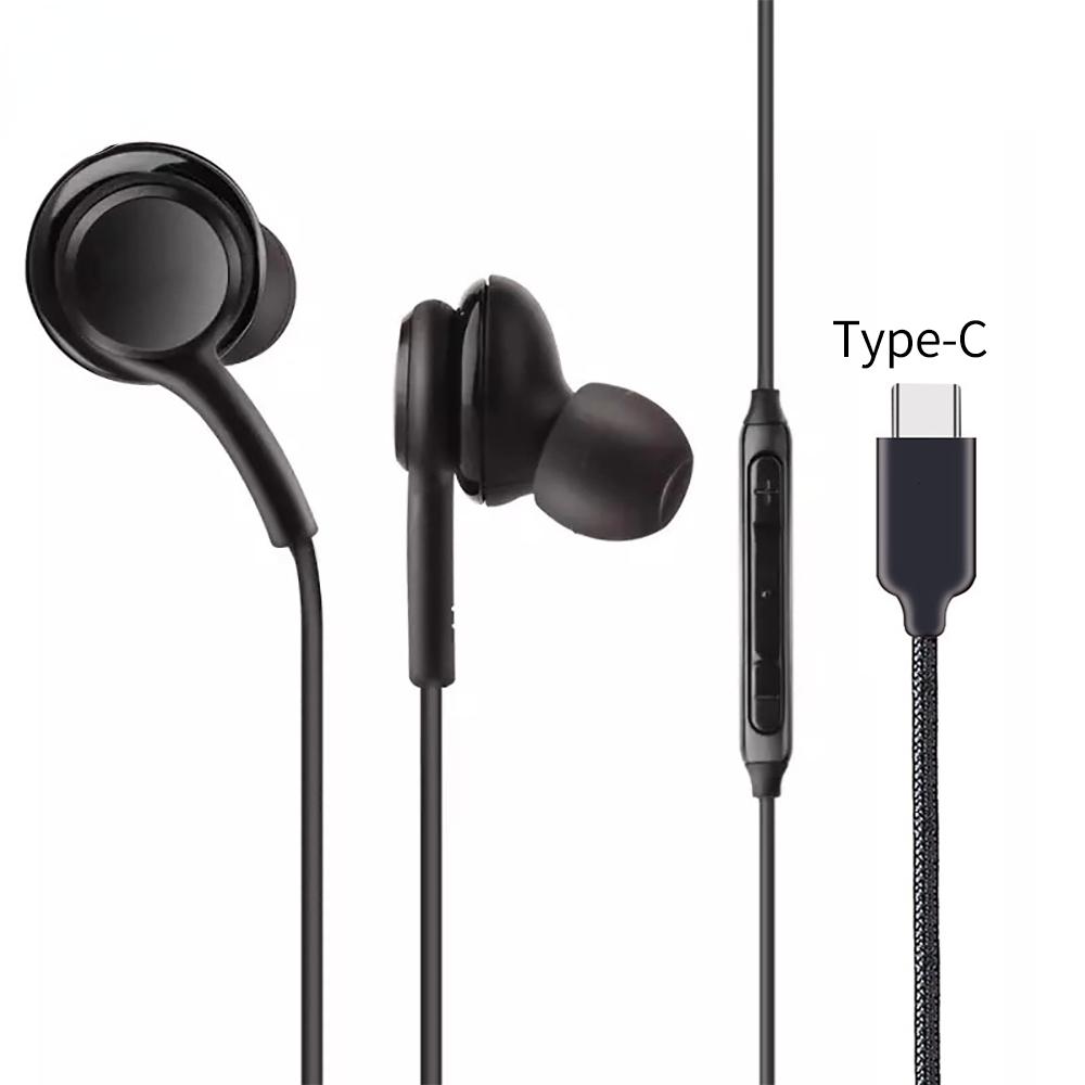 Universeller kabelgebundener Kopfhörer vom Typ C, In-Ear-Rauschunterdrückung, kabelgesteuertes Stereo-Deep-Bass-Tuning, 3,5-mm-Headset für Smartphones schwarz