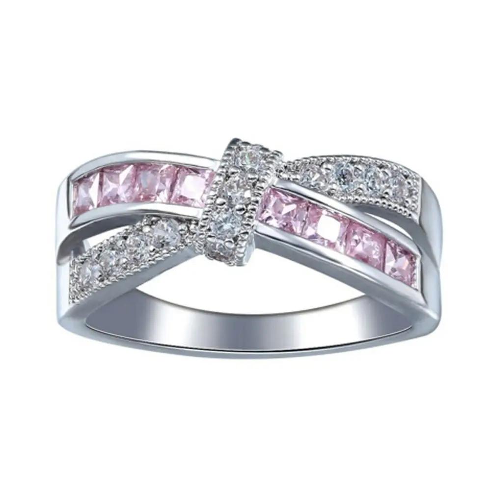 URMYLADY Klassische 925 Sterlingsilber Diamant 8 Größen Ringe Für Frauen Farbiger Zirkon Modeschmuck 8 rosa