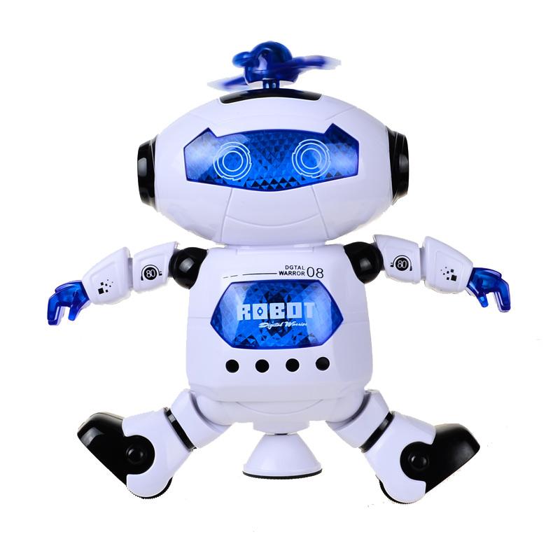 Kinder Musik Roboter Spielzeug Rotierenden Tanzen Mit LED Licht Elektronische Walking Interaktive Spielzeug für Jungen Mädchen Baby Geburtstag Weihnachten Geschenk weiß