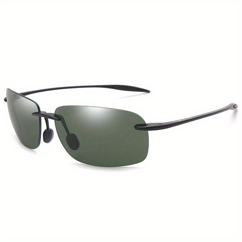 Klassische randlose Sport-Sonnenbrille für Herren und Damen, rechteckig, ultraleichter Rahmen, Sonnenbrille, Schutz beim Fahren im Freien, Sportreiten grün