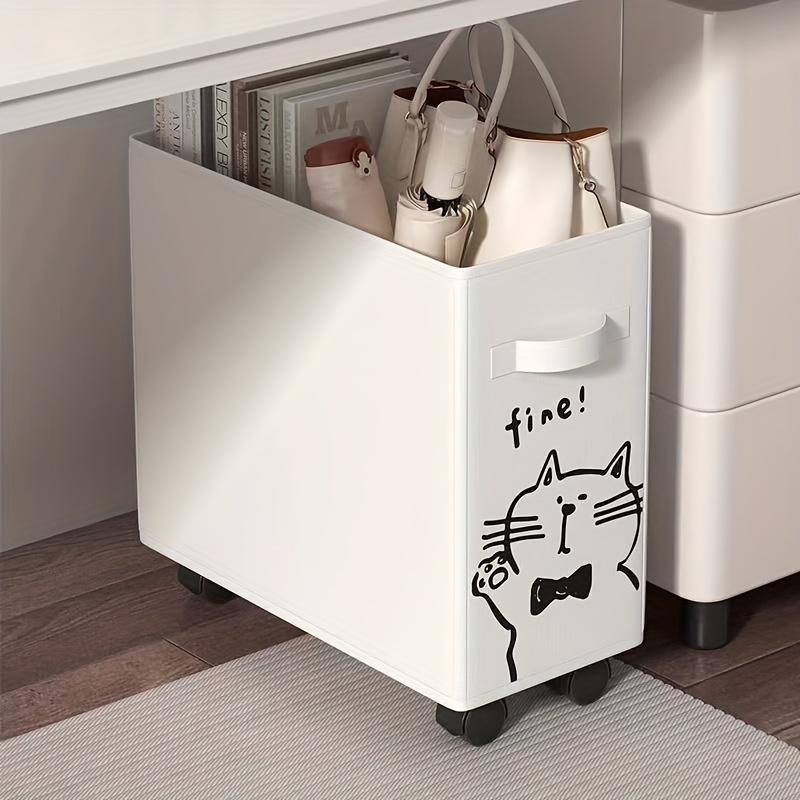Büro Umzugswagen mit Rädern-Unter-Schreibtisch Aufbewahrung für Studentenwohnheime,Perfekt zur Aufbewahrung von Büchern und kleinen Gegenständen,Bürobedarf und Zubehör,Regalkorb cat weiß