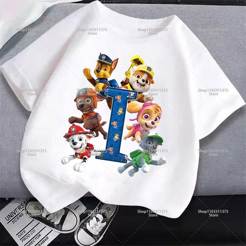 Süßes PAW Patrol T-Shirt Buchstabe A-Z Jungen Mädchen Kleidung Kurzarm Sommer Cartoon Kinder Geburtstag Kleinkind Baumwolle Outdoor Kleidung Geschenk 100 gray