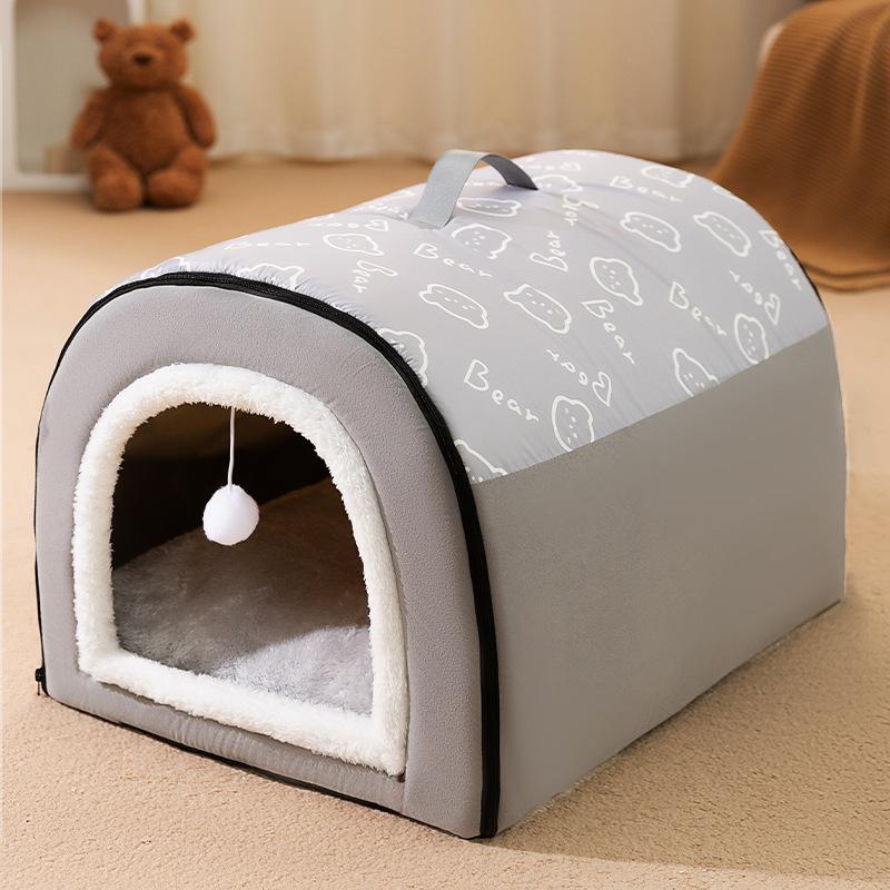 Warme Hundehütte, abnehmbares Haustier-Schlafbett für kleine und mittelgroße Hunde und Katzen, weiche, rutschfeste Hundehütte, Welpennest, Kätzchennest, Heimtierbedarf S-35x30x30cm