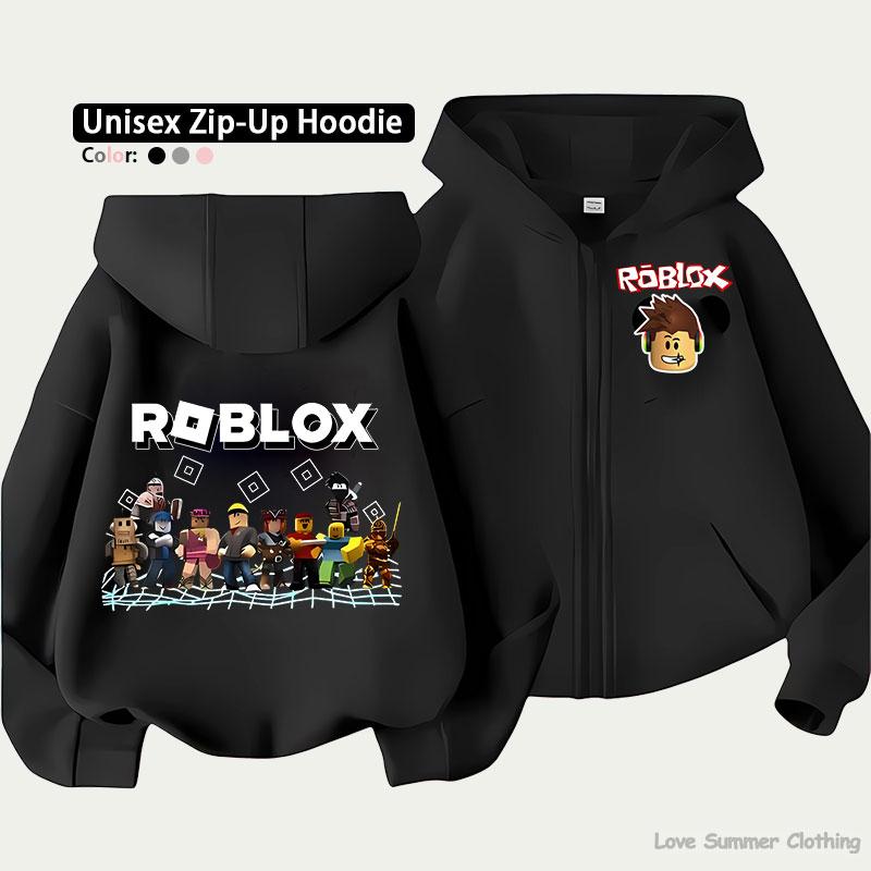 Roblox Kinder Zip-Hoodie für Kinder im Alter von 4-14 Jahren Mehrere Musteroptionen Unisex Leichte Zip-Jacke HD-Druck Leicht zu tragen Sportlicher und lässiger Stil Polyester 130