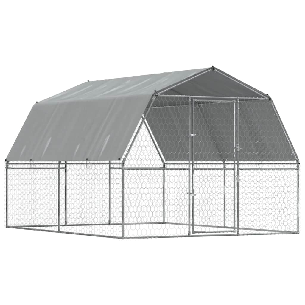 Hundehütte mit Dach und Tür Silber Verzinkter Stahl