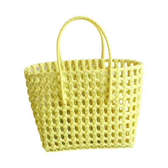 Strandtasche, hohl, quadratisch, große Kapazität, Stroh, tragbarer Einkaufskorb, Aufbewahrungszubehör A gelb