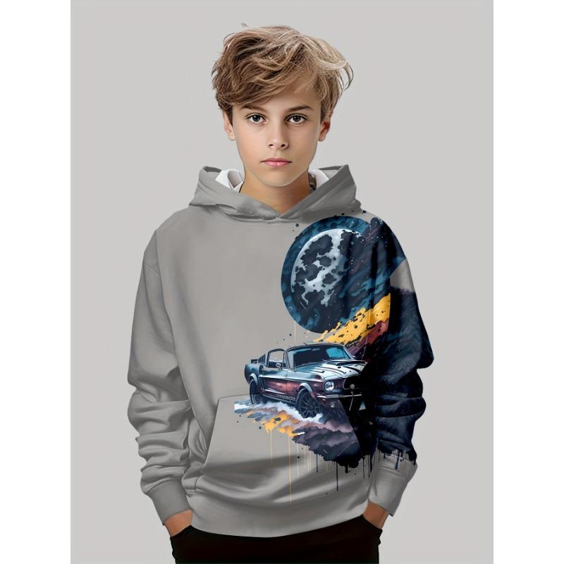 Kinderkleidung Jungen Hoodies Sport Auto 3D Druck Kinder Frühling Herbst Kleidung Casual Jungen Kleidung Pullover Mode Kinderkleidung 130CM gray