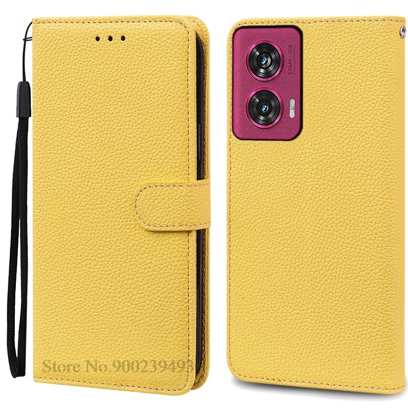 Für Motorola Edge 50 Fusion Hülle Brieftasche Leder Klapphülle Für Moto Edge 50 Fusion Hülle Ständer Buchhülle Coque Fundas Capa Moto Edge 50 Fusion gelb
