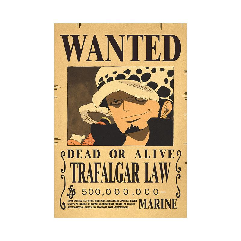 Anime One Piece Ruffy 3 Billion Bounty Wanted Poster Vier Kaiser Kid Actionfiguren Vintage Wanddekoration Poster Spielzeug Luo schwarz/braun