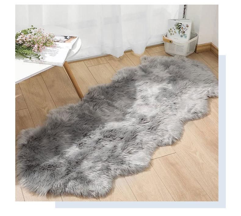 Plüsch weicher Schaffell Schlafzimmer Teppich Imitation Wolle Pad lange Haare Nachttisch Matte Sofa Kissen Teppiche 2024 neue Wohnzimmer Pelz Teppich 60x120cm hellgrau