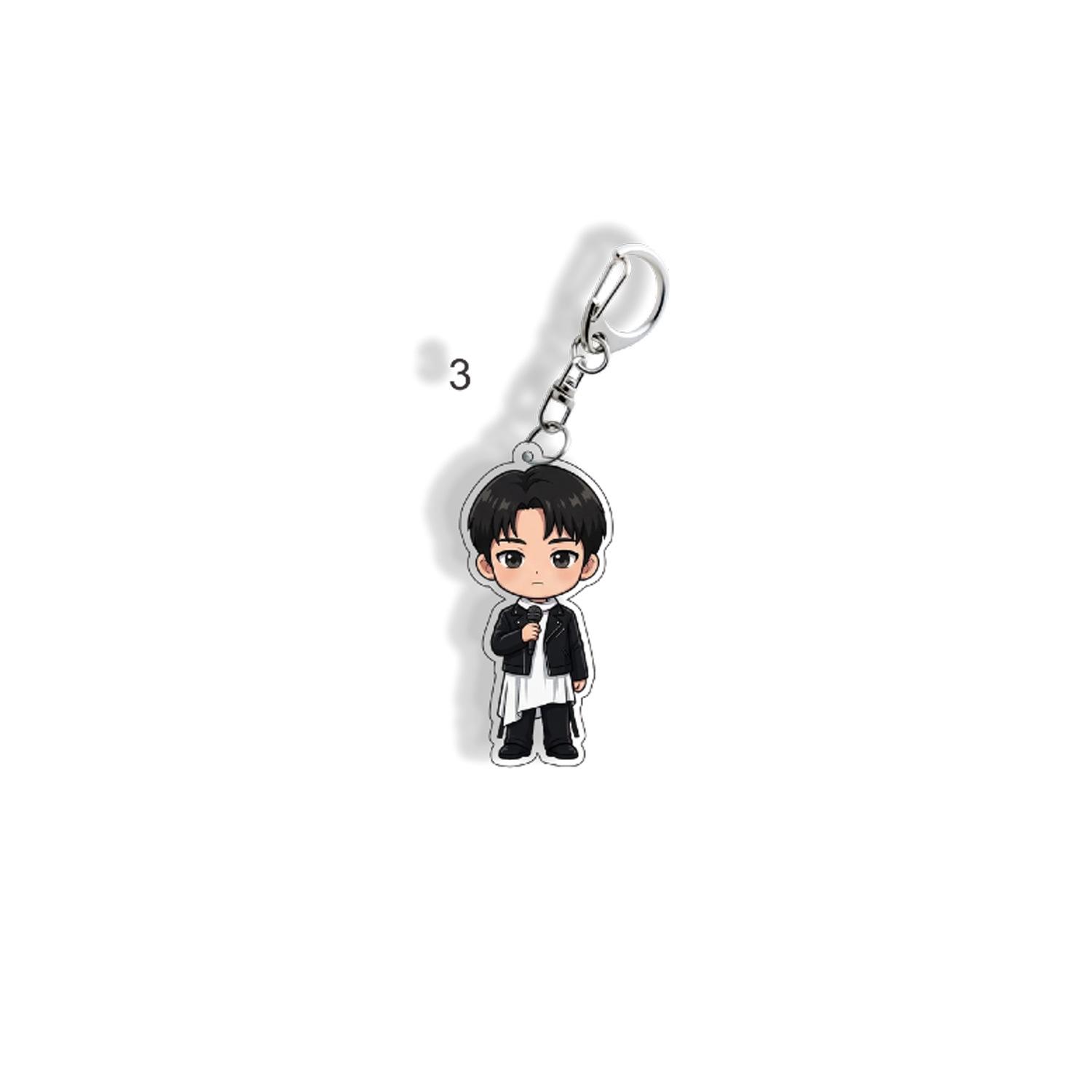 BTS Schlüsselanhänger, Bangtan Boys Formale Cartoon Figur Schlüsselanhänger, Kpop ARMY Fans Taschenanhänger, Kpop Idol Tasche Anhänger (7 Stile verfügbar) SUGA