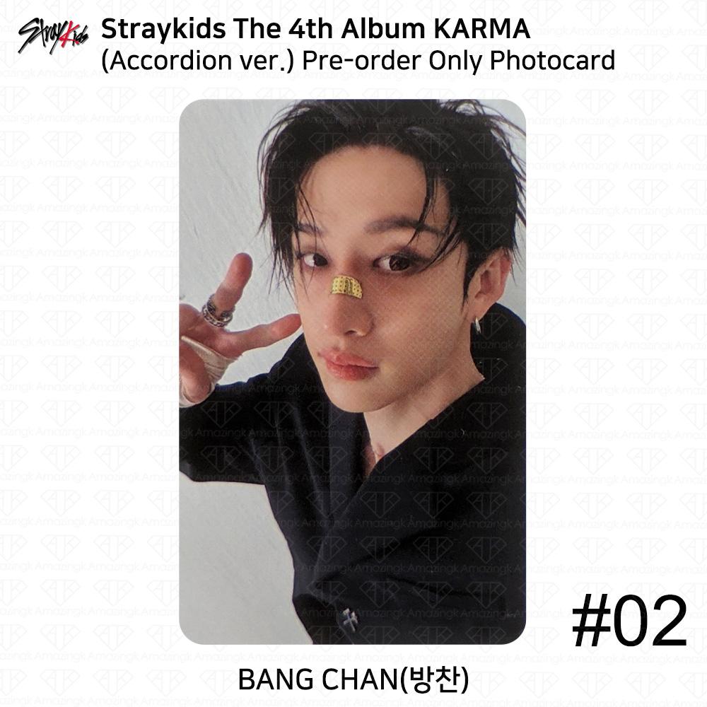 Stray Kids Das 4. Album Karma Akkordeon-Version Offizielle Fotokarte Bangchan Pre-Order