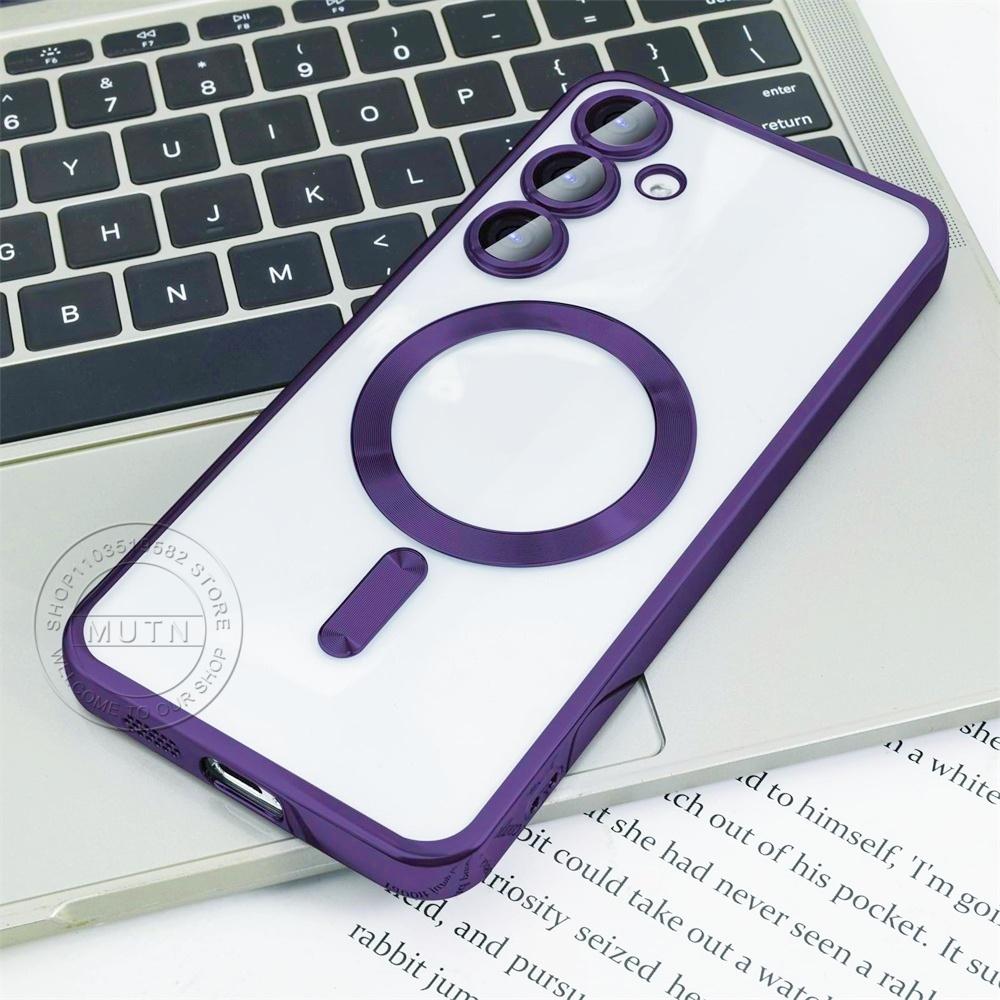 Überzug Klare Drahtlose Abdeckung Für Samsung Galaxy S25 S24 S23 S22 S21 S20 FE Ultra Plus Fall Note20 Ultra S24FE MagSafe Magnetische For Galaxy S24 Plus
