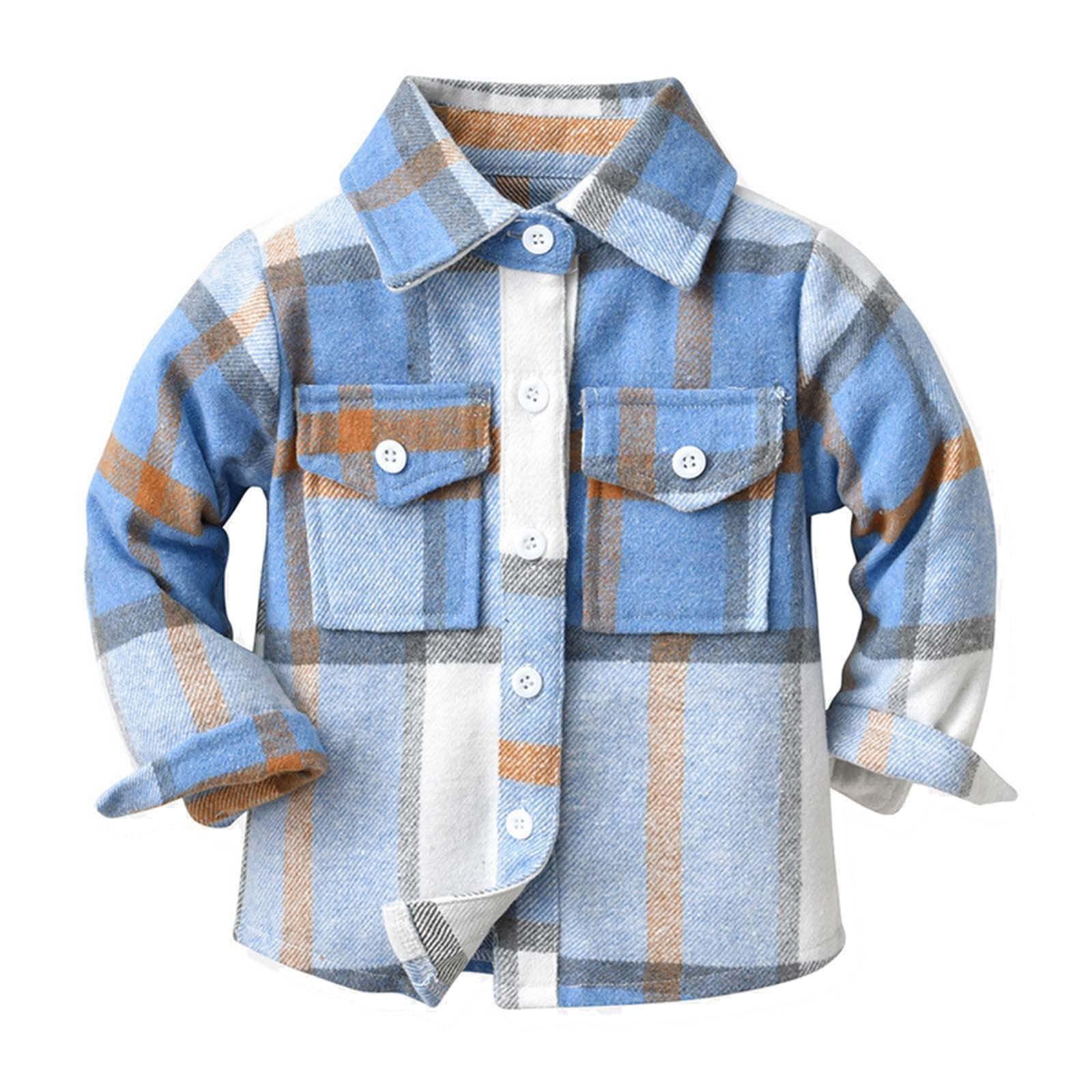 Kinder Kleinkind Flanell Hemd Jacke Plaid Langarm Revers Button-Down Shacket Baby Jungen Mädchen Herbst Hemd Mantel Outwear 140 blau