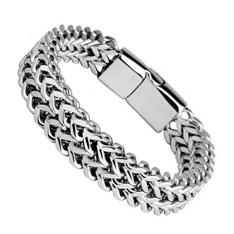 Herren Edelstahl Armband Zubehör 2023 Mode Charm Armband Herren Gold Armband Luxus Männer Geschenk Rock Stil 20cm silber
