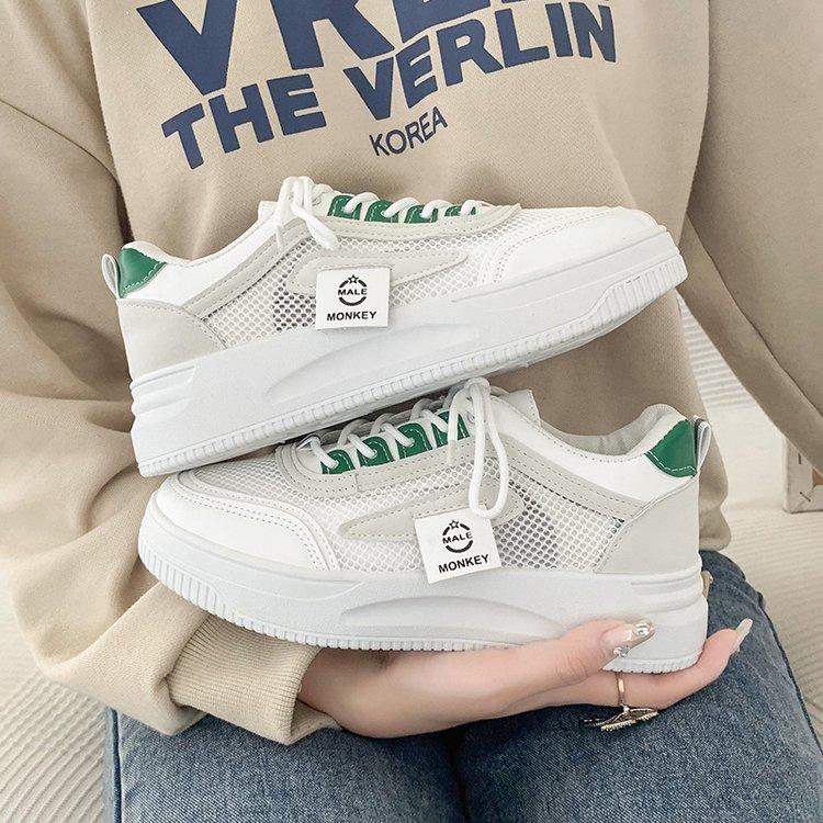 Sommer Neue Mesh Atmungsaktive Leichte Damen Schuhe Dicke Sohle Weiches Leder Mesh Schuhe Damen Casual Sport Weiße Schuhe 40