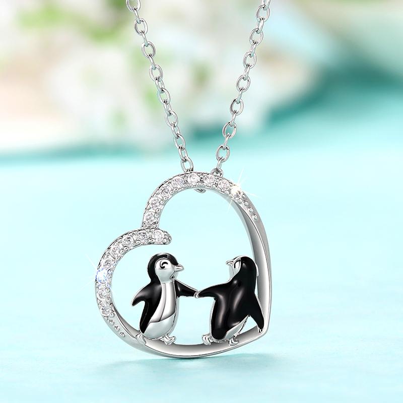 Süßer Pinguin Anhänger Halskette für Damen Zartes Geburtstagsgeschenk Liebes Halskette Hochzeitsfeier Statement Schmuck 45cm white