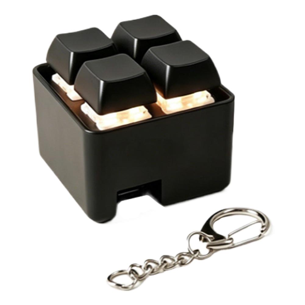 4-Tasten-Tastatur Fidget Schlüsselanhänger Leichte Tastatur Clicker Mechanischer Tastatur Schlüsselanhänger Stressabbau Spielzeug Geschenk für Freundin schwarz