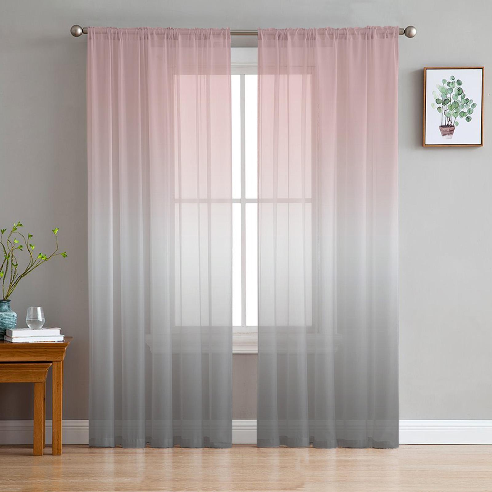 Regenbogen-Farbverlauf Transparente Voile-Vorhänge Fensteröffnung Tüll-Vorhänge ideal für Wohnzimmer Schlafzimmer Raum ideal für Küchenbereich Vorhänge Dekoration 1 PCS W150XH250cm&Grommet Top
