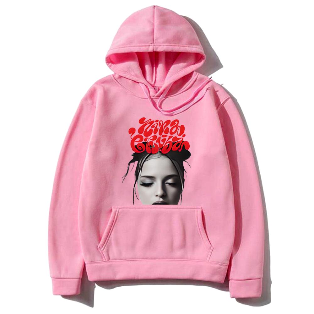 Nina Chuba 2025 Mode Bedruckter Hoodie Herren Damen Bekleidung Hip Hop Streetwear Fleece Pullover Langarm Vintage Sweatshirt L pink