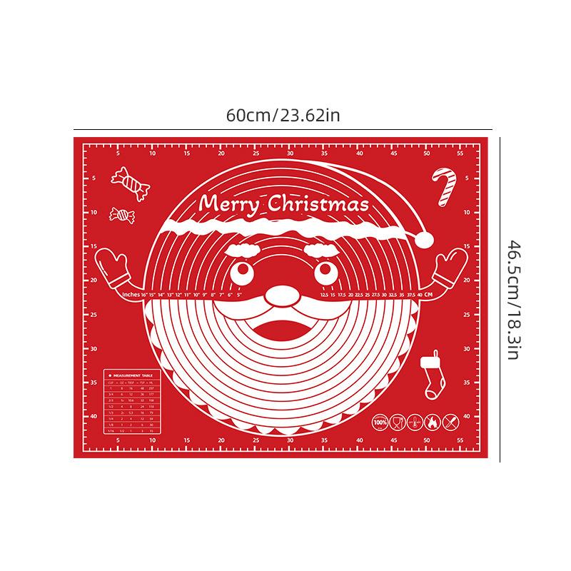 Antihaftbeschichtete Silikon-Backmatte zum Backen, Ausrollen und Kneten von Teig – Ideal für Kekse und Kuchen – Küchenwerkzeug mit Skala zum Backen an Feiertagen 60*45CM dunkelrote