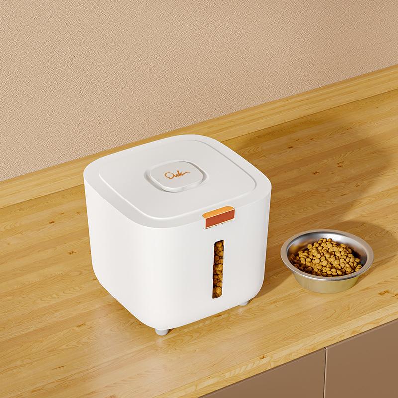 Tierfutter-Lagerfass, großes Lagerfass, Lebensmittel versiegelt, feuchtigkeitsbeständig, Katzenfutterfass, Lagerung von Katzenfutter, Hundefutterfass 5kg weiß