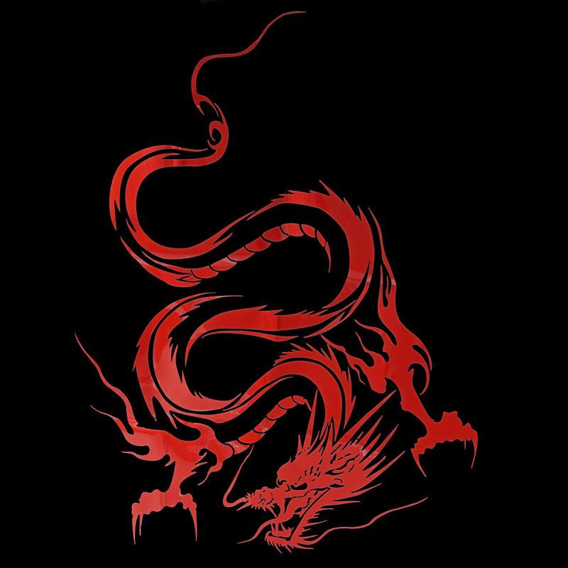 Reflektierende Drachen-Totem-Kratzaufkleber, Autoaufkleber, Ganzkörper-Auto-Kopf-Styling-Aufkleber rot