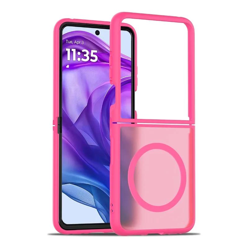 Für Motorola Razr 60 Ultra Hülle für Magsafe Magnetische Matte Abdeckung für Moto Razr 60 50 Ultra Razr + 2025 Stoßfeste Harte Bumper Motorola Razr Ultra 2025 rose rot