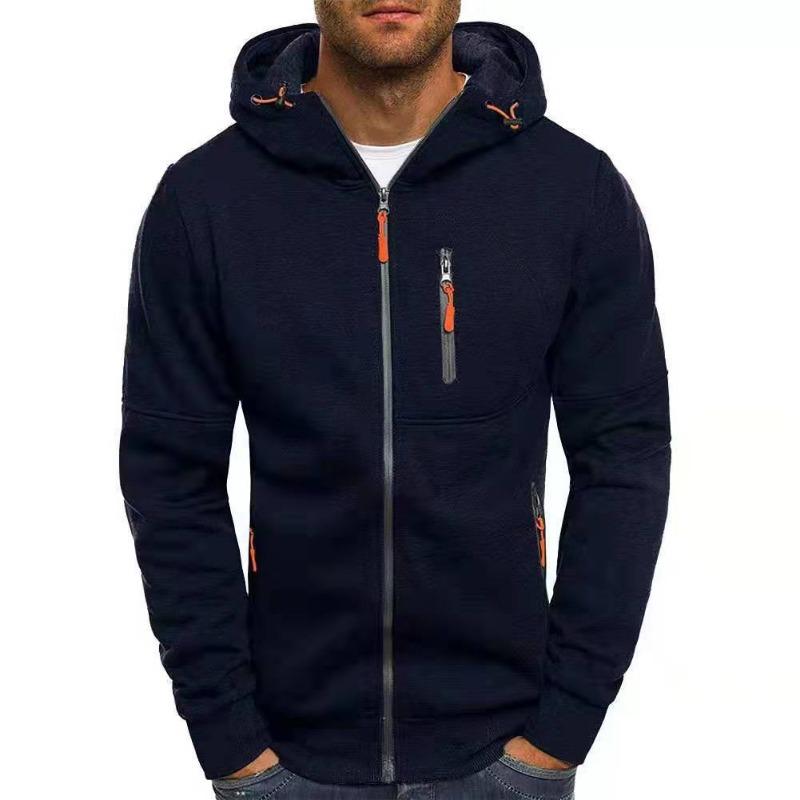 Herren Herbst und Winter Hoodie Sport Fitness Casual Jacquard Hoodie Strickjacke Kapuzenjacke Kapuzenpullover Jacken & Mäntel (Herren) XXL dunkelblau