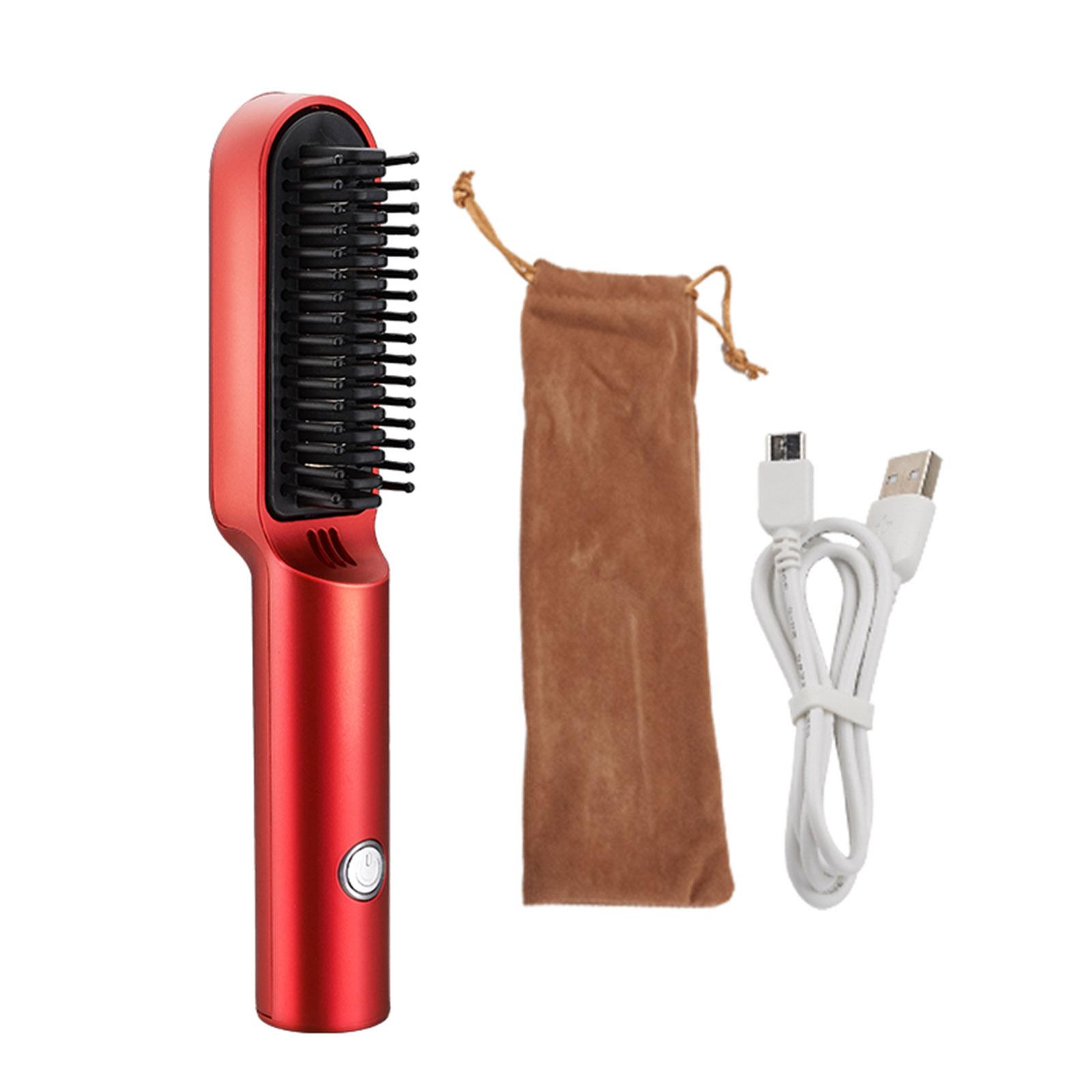 Professioneller Kamm für glattes Haar, kabellos, wiederaufladbar, Glätteisen und Lockenwickler, perfekt gerade rot