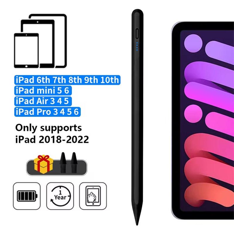 Stylus-Stift für Apple Pencil mit LED-Betriebsanzeige, Palm Rejection Touch Pencil für 2022 2021 2020 2019 iPad Pencil schwarz