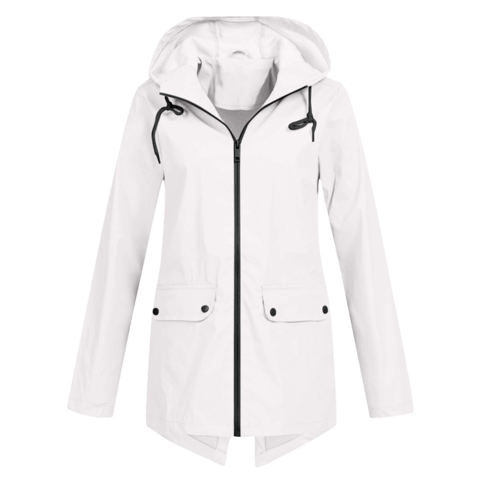 NEU Damen Wasserdichter Regenmantel Damen Outdoor Wind Regen Waldjacke Mantel L weiß