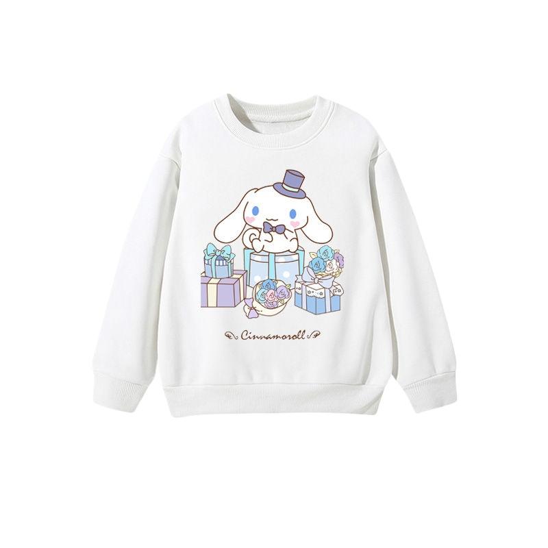 2025 MINISO Kinderbekleidung Niedliche Cinnamoroll Hoodies Cartoon Anime Peripherie Jungen und Mädchen Rundhals-Pullover für Frühling und Herbst 150 grün